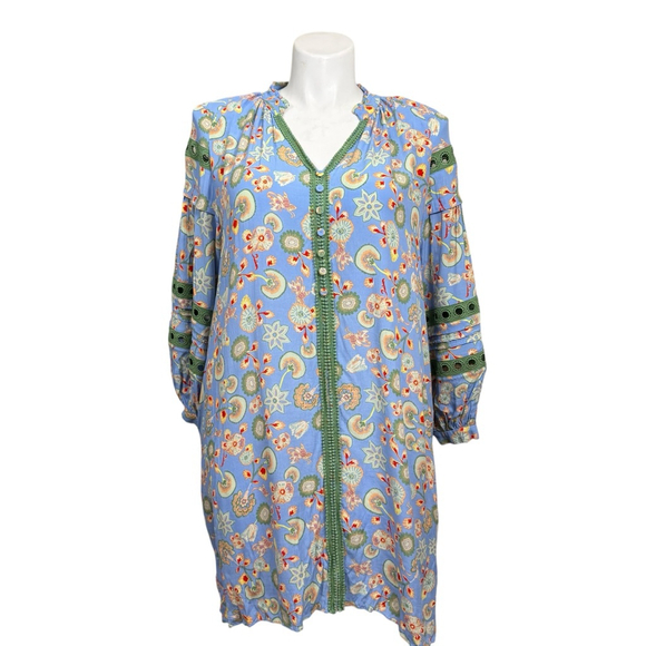 DIANE VON FURSTENBERG Dresses & Skirts - Diane Von Furstenberg Blue Floral Boho Tunic Dress XL